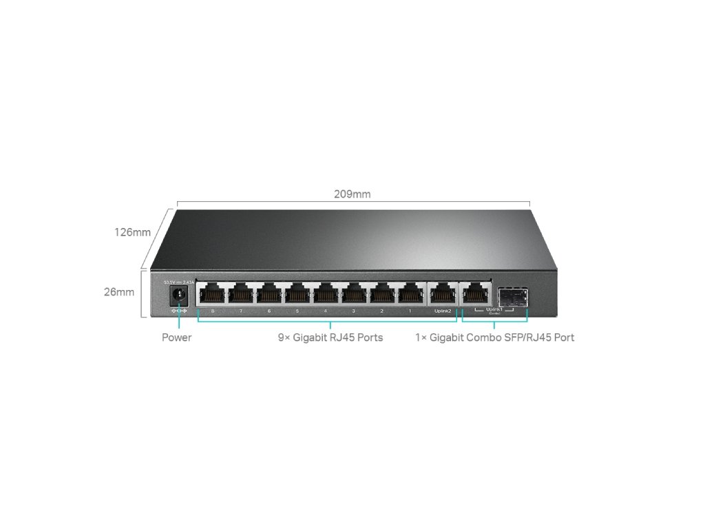 TP-LINK TL-SG1210MPE 10-Port Gigabit Easy Smart Switch with 8-Port PoE+, 123 W PoE budget