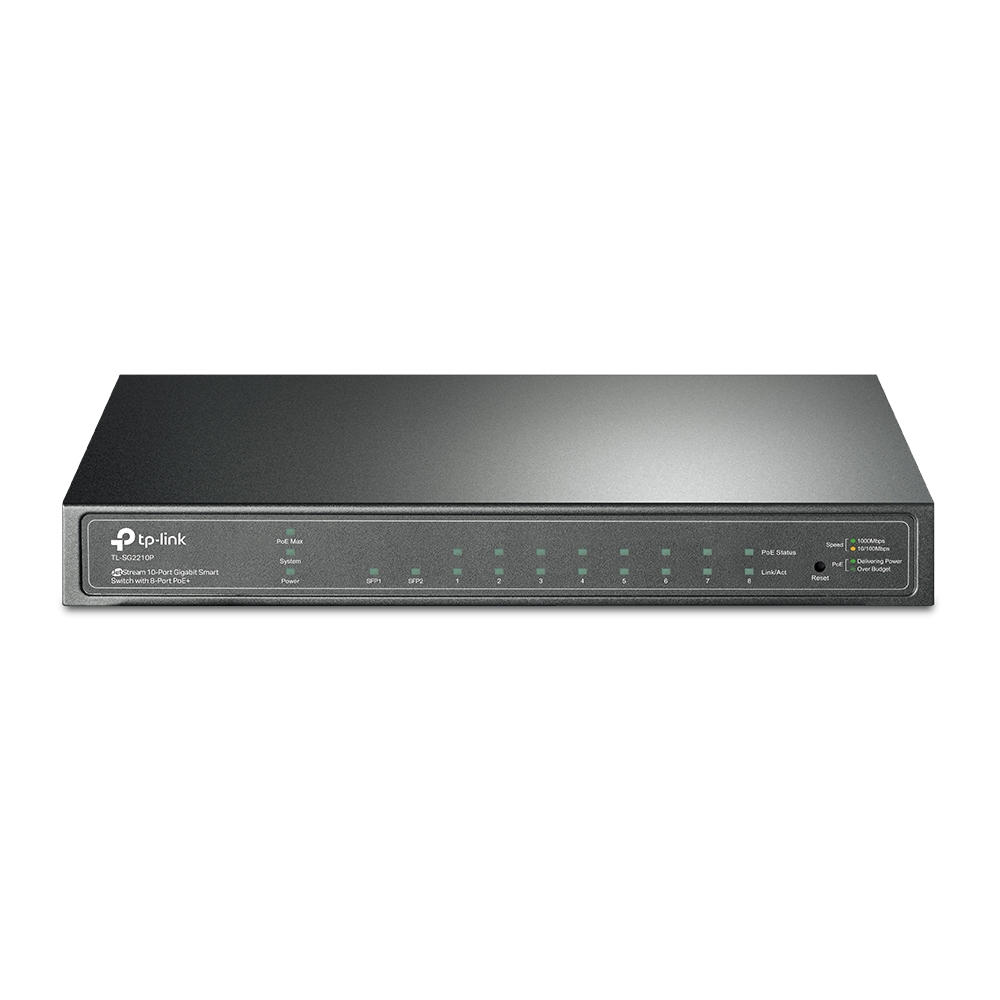 TP-LINK TL-SG2210P JetStream 10-Port Gigabit Smart Switch with 8-Port PoE+ 61 W