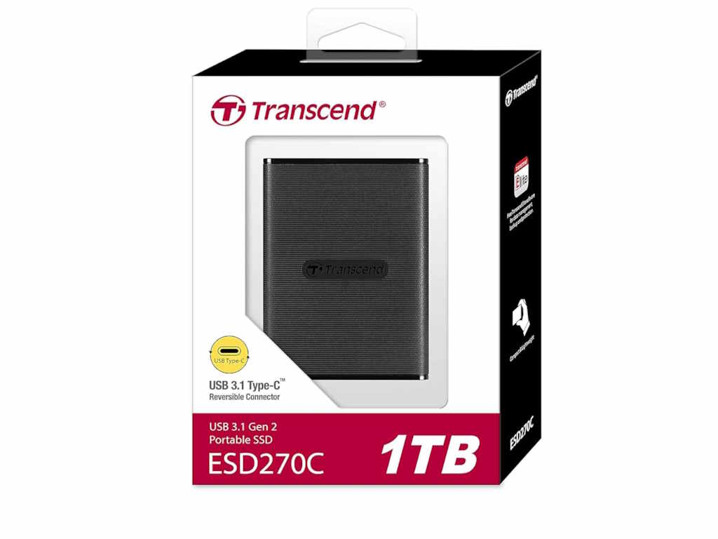Transcend SSD 1TB PortableESD270C,Type C,USB 3.1,Black