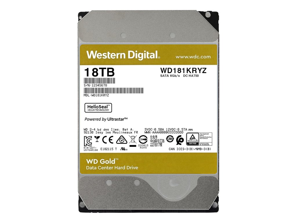 WD GOLD Enterprise HDD 18TB 3.5", 7200 RPM, 512MB Cache, up to 269MB/s transfer rate